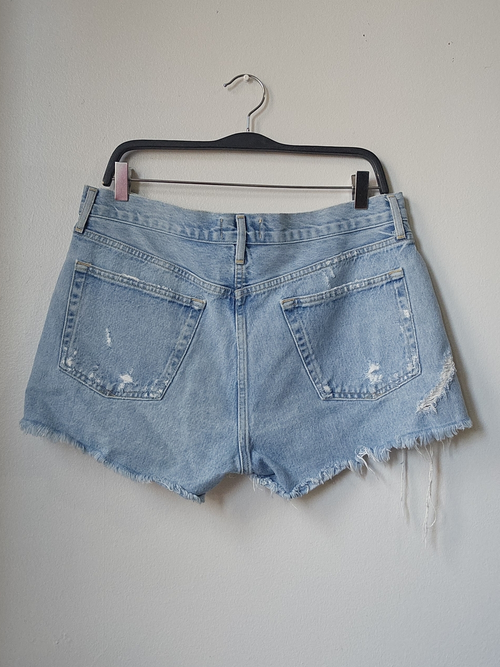 Agolde Light Blue Distressed Denim Cutoff Shorts Size 30 - Picture 4 of 5